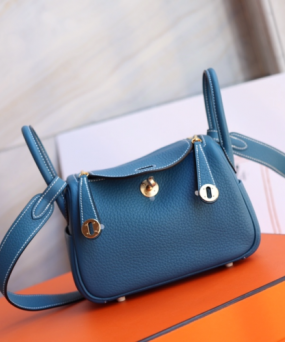 에르메스 미니 린디백19 블루드플루스 금장 끌레망스 가죽